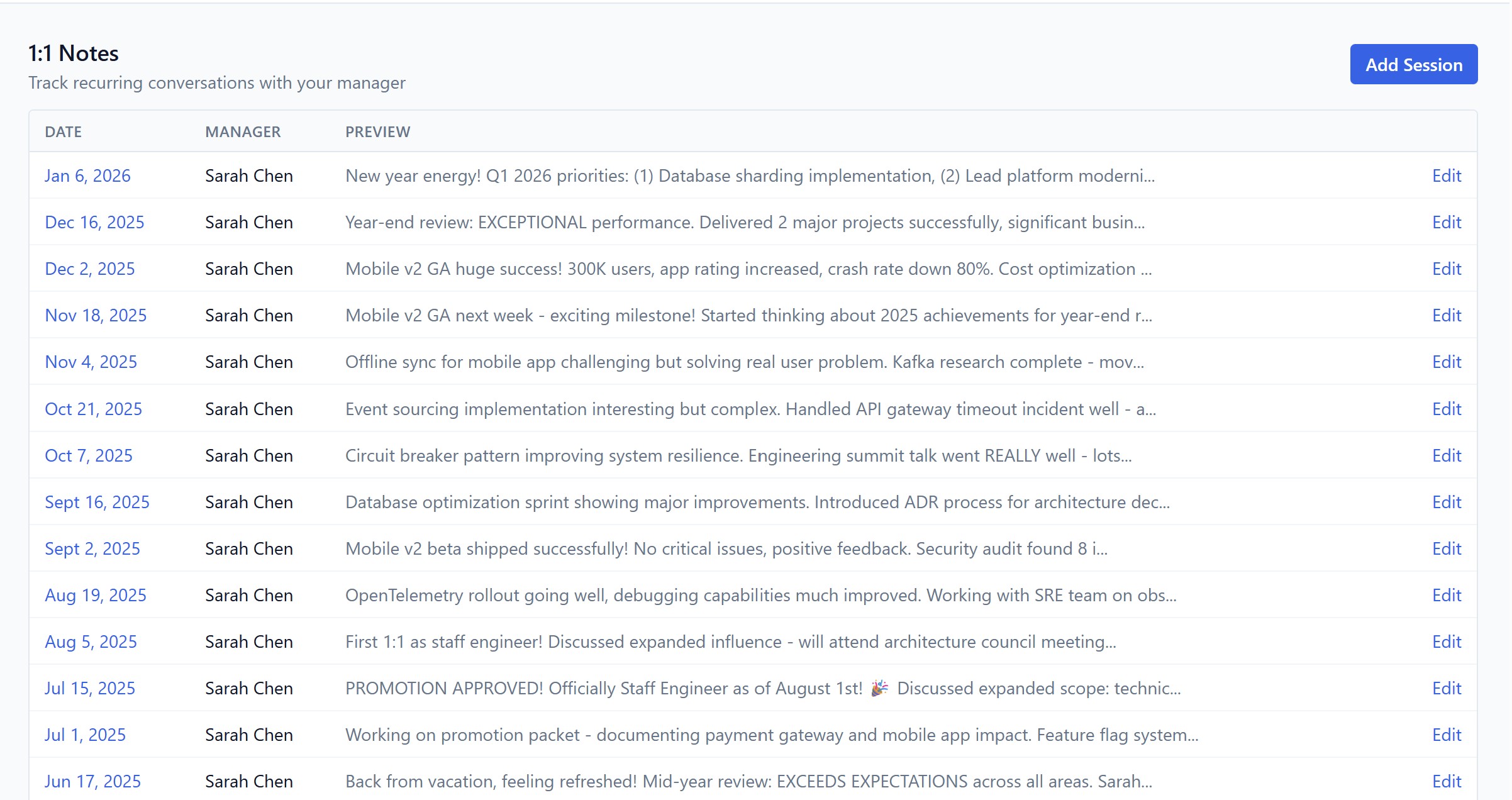 1:1 Notes Screenshot